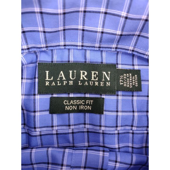 Ralph Lauren Men's Blue Plaid Button-Down Dress Casual Long Sleeve Dress Shirt S - Picture 4 of 5